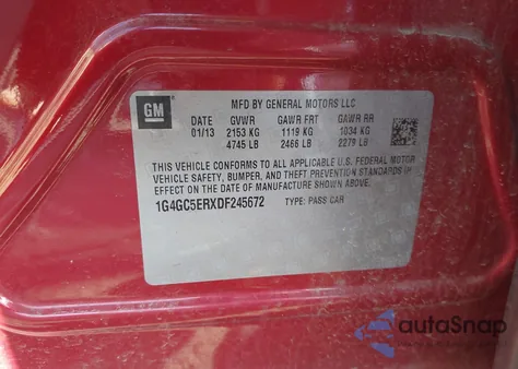 2013 Buick Lacrosse Leather Group из США, поврежденный, VIN 1G4GC5ERXDF245672